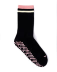 Lower Calf Non Slip Grip Socks - Classic Black Pink