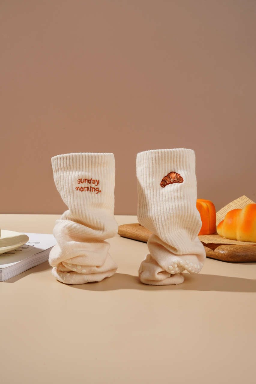 PRE ORDER: Lower Calf Non Slip Grip Socks - Croissant – Alive & Aglow