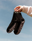 Lower Calf Non Slip Grip Socks - Classic Black Pink