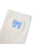 Lower Calf Non Slip Grip Socks - Blue Bow Embroidery