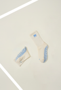 Lower Calf Non Slip Grip Socks - Blue Bow Embroidery