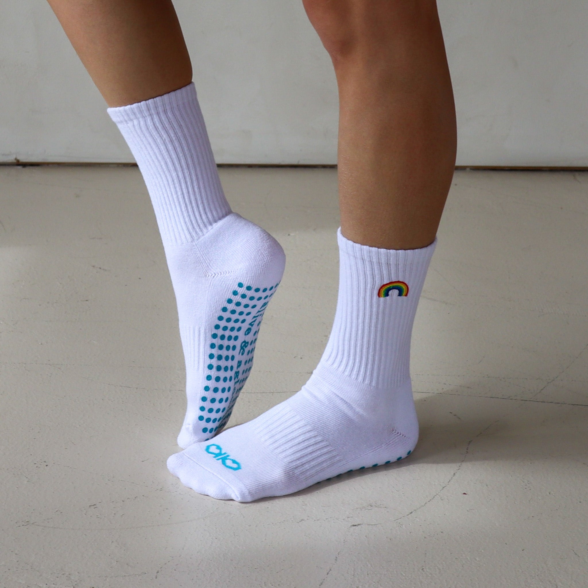 Rainbow Blanc Grip Socks